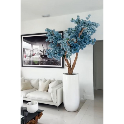 Matte White St. Tropez Vase with Blue Cherry Blossom Release
