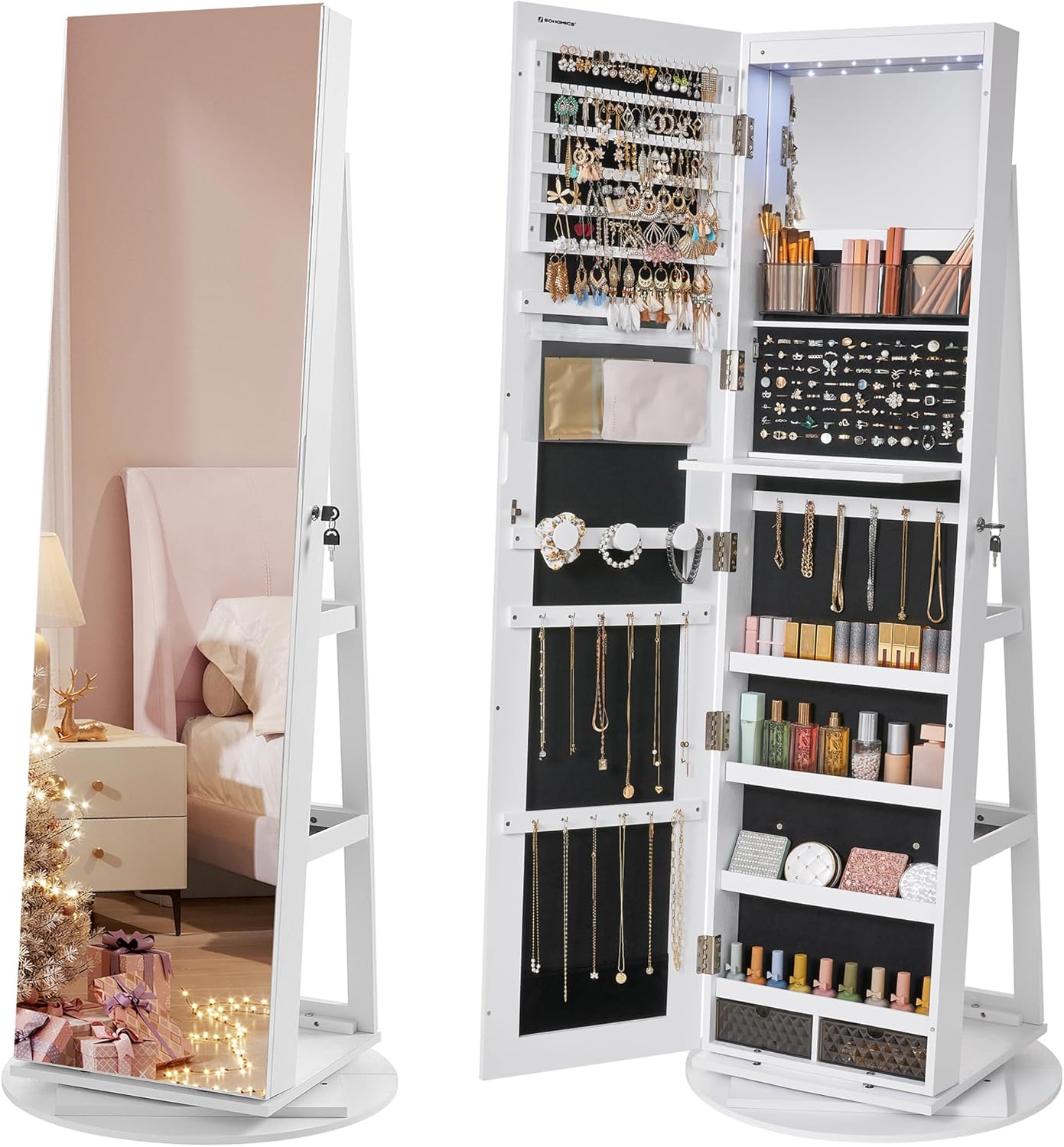 Mirror with Shelf and Jewelry Box