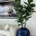 30″ Blue Globe Vase with Fiddle Leaf Fig