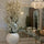 Glossy White Globe Vase with White Cherry Blossom Branches – 185 cm