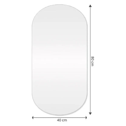 Slim Rounded Mirror with LED 80x40cm